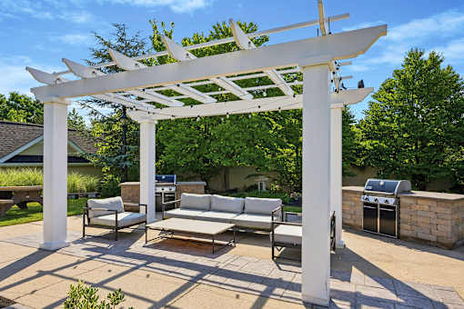 White pergola BBQ area - Avenel at Montgomery Square