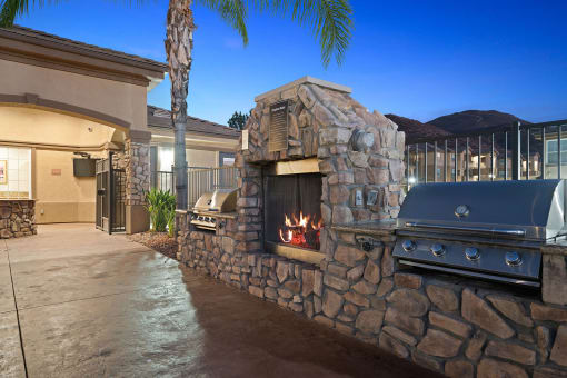 Antelope Ridge Apartments poolside fireplace