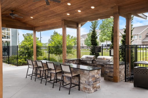 The Haven at Shoal Creek - Pool pavilion with BBQ grilling station