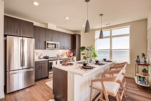 Large kitchen island in select units - BLVD at Revere Beach