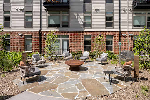 Outdoor lounge with fire pit - Brentford at the Mile