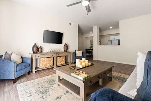 Ceiling fans in living rooms - Arrowhead Landing Apartments
