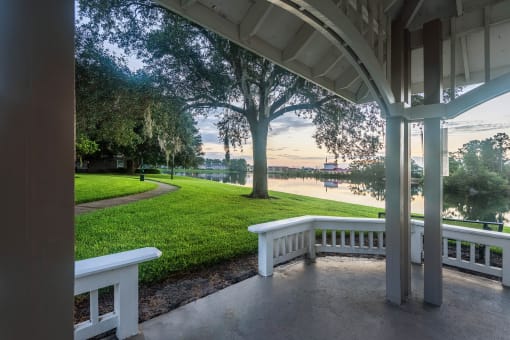 The Colony at Deerwood Apartments - Lakeside gazebo with stunning view