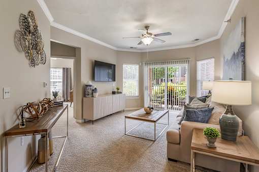 Lighted-fans in living rooms - Lantern Woods Apartments