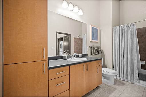 Contemporary cabinets in kitchens and bathrooms - Foothills at Old Town Apartments