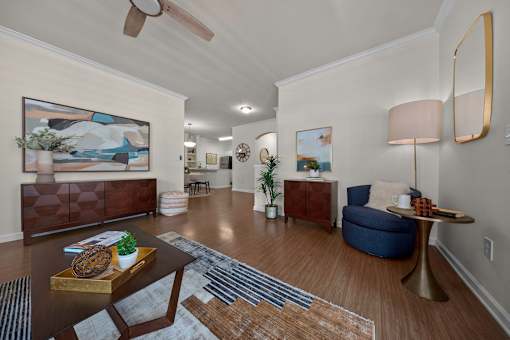 Soaring 9-foot ceilings with crown molding - Belle Harbour Apartments