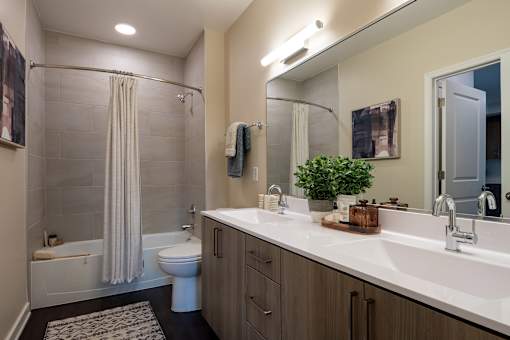 Quartz dual vanity bathrooms - Brentford at the Mile