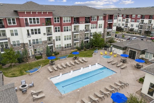 Aerial view of resort-style swimming pool - Enclave at Cherry Creek