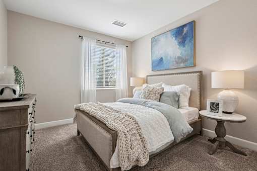 Carpeted bedrooms and living rooms - First and Main Apartments