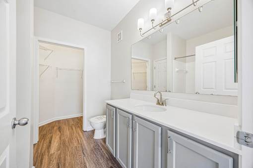 Wood-style flooring in bathrooms - Avenel at Montgomery Square