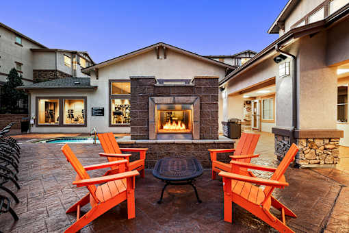 Outdoor fireplace lounge - First and Main Apartments