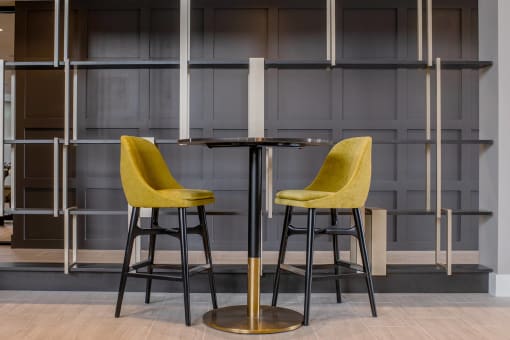 two barstools around a high top table at The Apex at CityPlace, Kansas