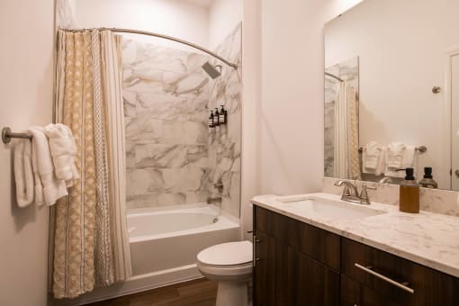Luxury Bathroom with Soaking Tub in Studio Apartment Leawood KS