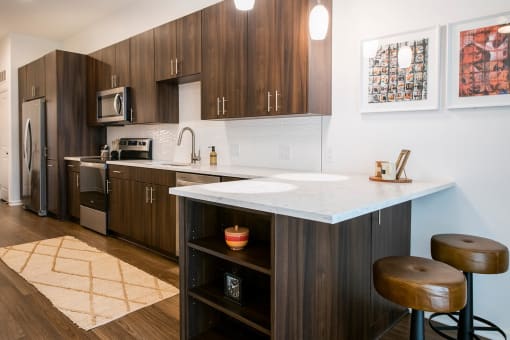 Galley Kitchen in Luxury Studio Apartment in Overland Park, KS