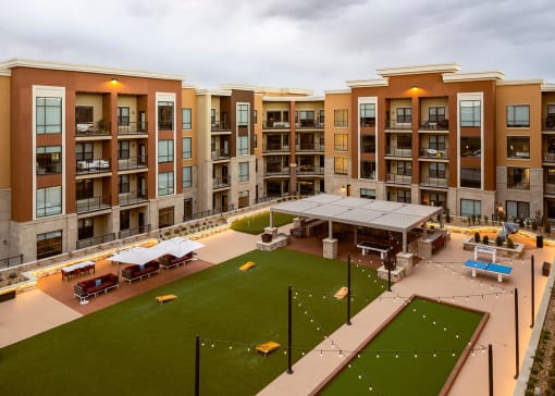 Bocce ball, grills, and game terrace at Residences at Galleria