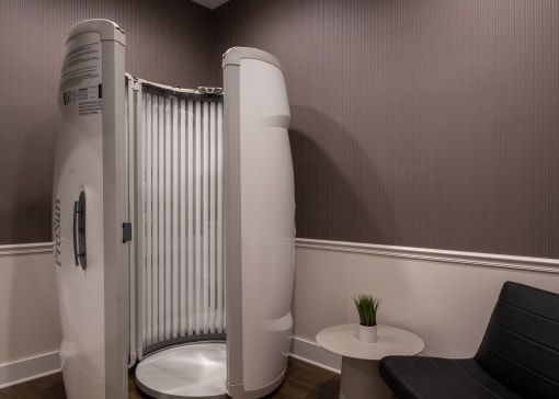 Stand up tanning bed at The Clearing at ONE28, Kansas