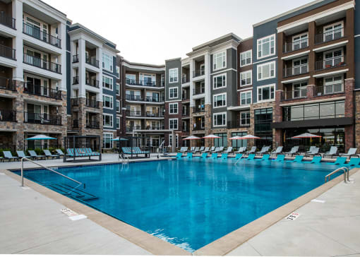 Swimming Pool Lenexa Apartments at The Villas at Waterside, Lenexa, KS