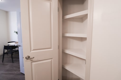 the door to the closet is open and the shelves are empty at The Crest at Acworth, Georgia, 30102