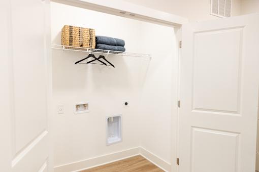 Bathroom with towel rack at The Crest at Oakwood, Oakwood, GA, 30566