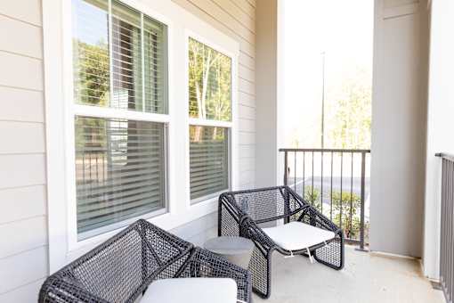 Balcony with chairs at The Crest at Oakwood, Georgia, 30566