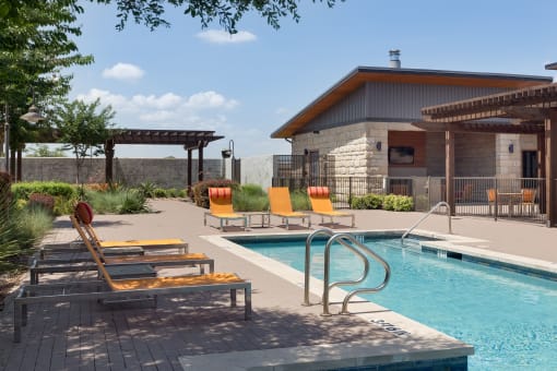 Poolside Relaxing Area at The Pradera, Richardson, 75080