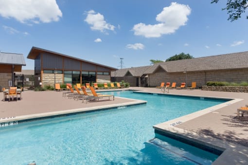 Swimming Pool with Lounge Seating at The Pradera, Richardson, Texas