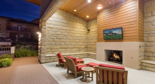 Outdoor Fireplace Lounge at The Pradera, Richardson