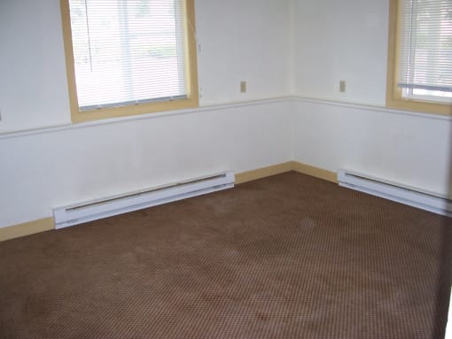 Image of space with two baseboard heaters and windows