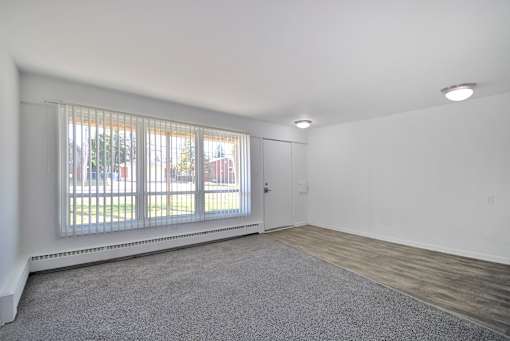 Open living room in one-bedroom apartment at Silverstone Apartments Warren MI