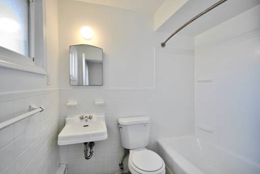 Bright bathroom with modern fixtures at Silverstone Apartments Warren MI