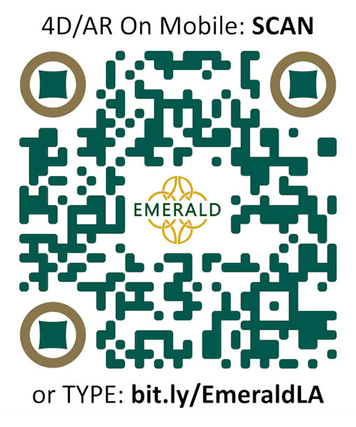 A QR code for Emerald LA is displayed on a white background.