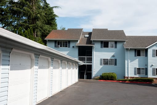 Garage parking at Wingsong Manor Apartments, Oregon