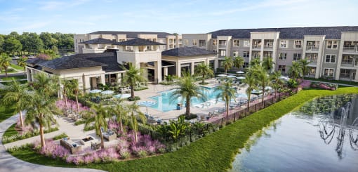 an aerial view of the pool at the resort at longboat key club