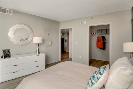 Bedroom with walk in closet at The Zenith, Baltimore
