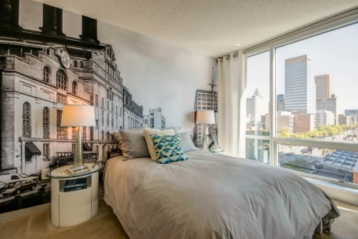 Stunning floor-to-ceiling windows with soaring city views at The Zenith, Baltimore