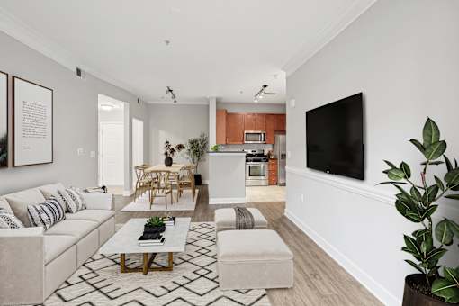 Living Room with TV at Midtown at Camp Springs, Maryland