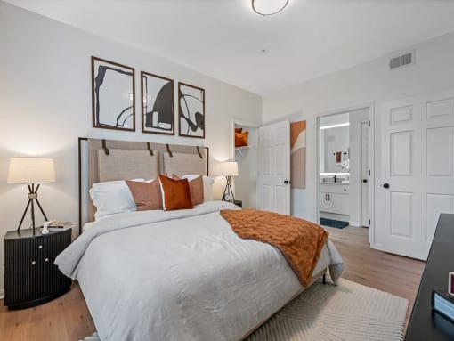 Spacious bedroom with furniture