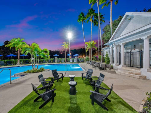 Spacious poolside lounging