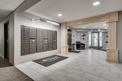 Balsam Apartments Entryway with Mailboxes