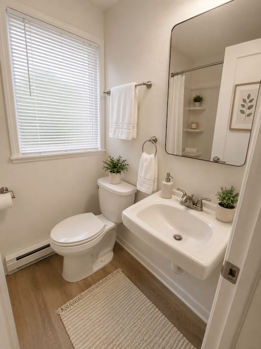 A white toilet and sink in a bathroom.