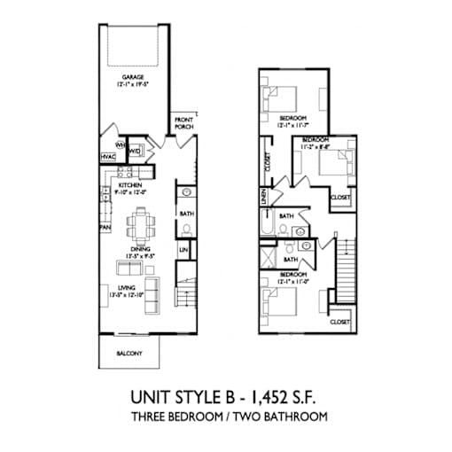 the floor plans for unit style b and e