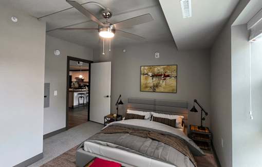 Spacious Bedroom with Ceiling Fan