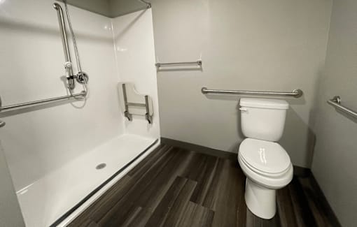 a bathroom with a toilet and a bathtub
