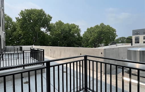 a view of the roof deck from the balcony