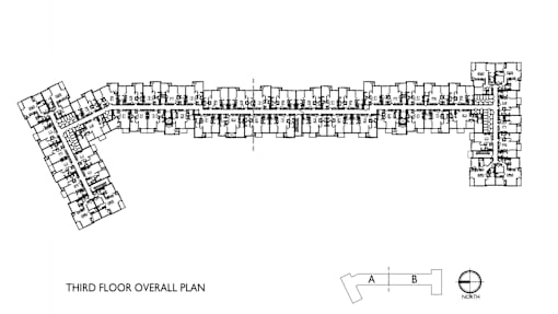 A black and white image of a third floor overall plan of a building.