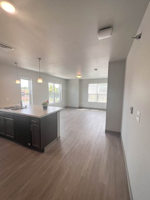 a view of the living room from the kitchen