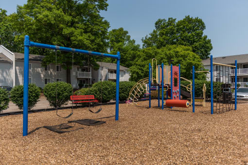 our playground has a variety of equipment for kids to play on
