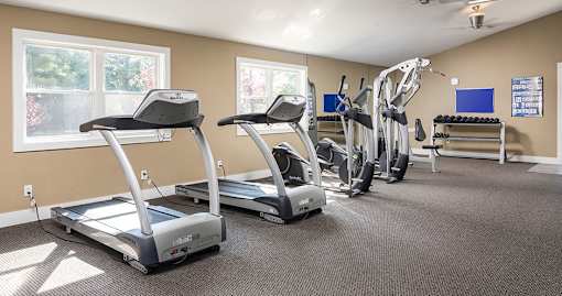 Fitness center with treadmills, bicycles and free weights