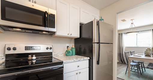 Kitchen with white cabinets and