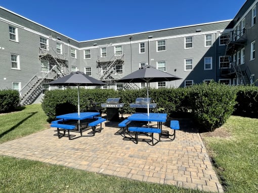 Outdoor Patio with Grills at The Gallery Midtown Apartments in Richmond, VA